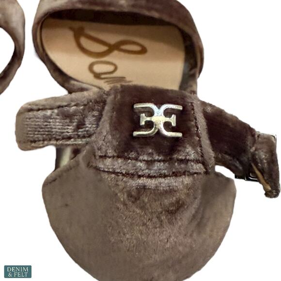 Sam Edelman Velvet Yaro Block Heels Taupe Brown Ankle Strap Dress Sandal 7 - Picture 6 of 9